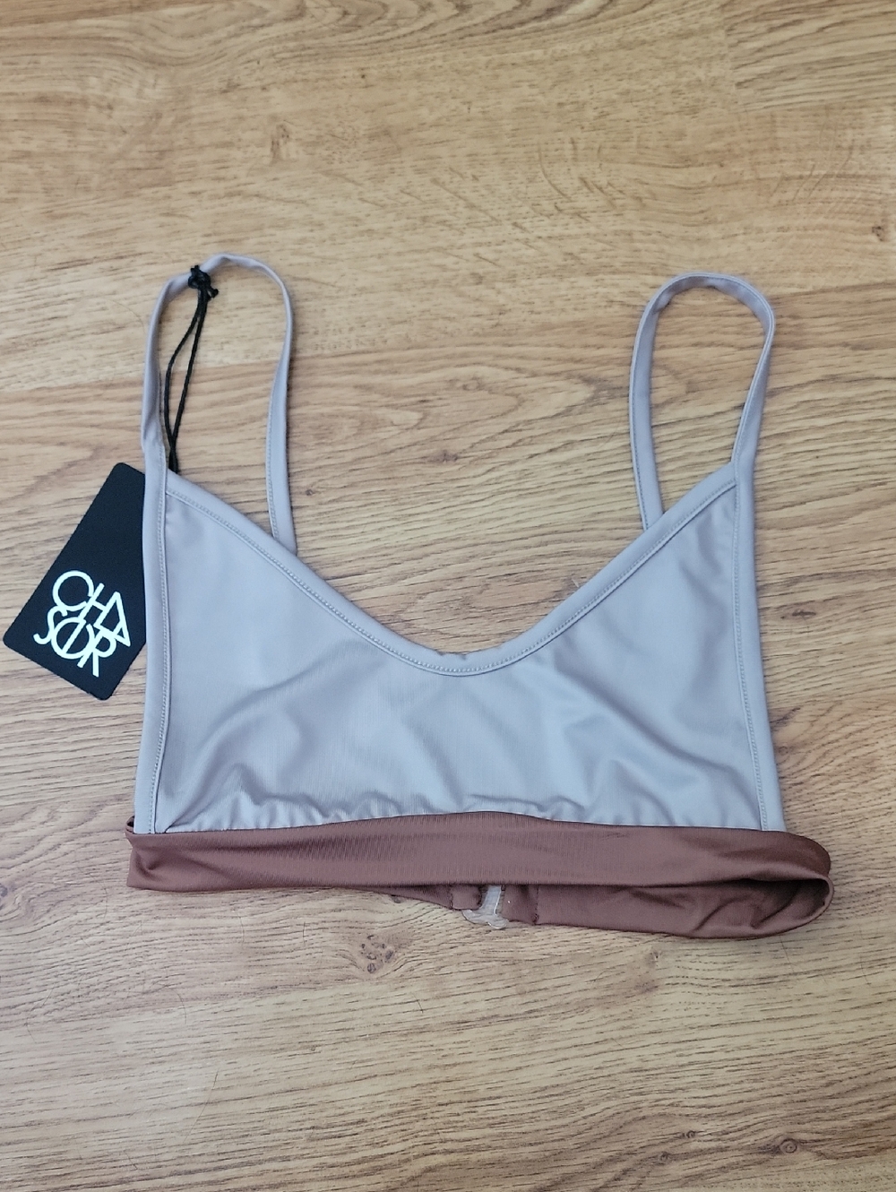 Chaser Brown Beige Bikini Swimsuit Top Size S  NWT